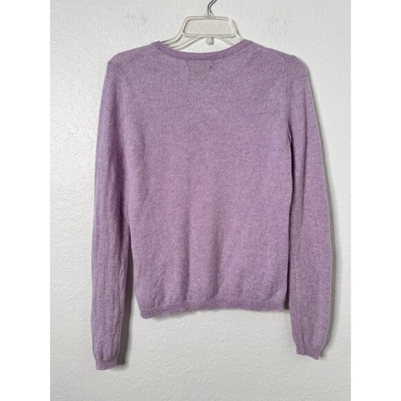TAHARI PURE LUXE Size M Women's Lavender 100% Cashmere Soft Crew Neck Sweater - Picture 2 of 3